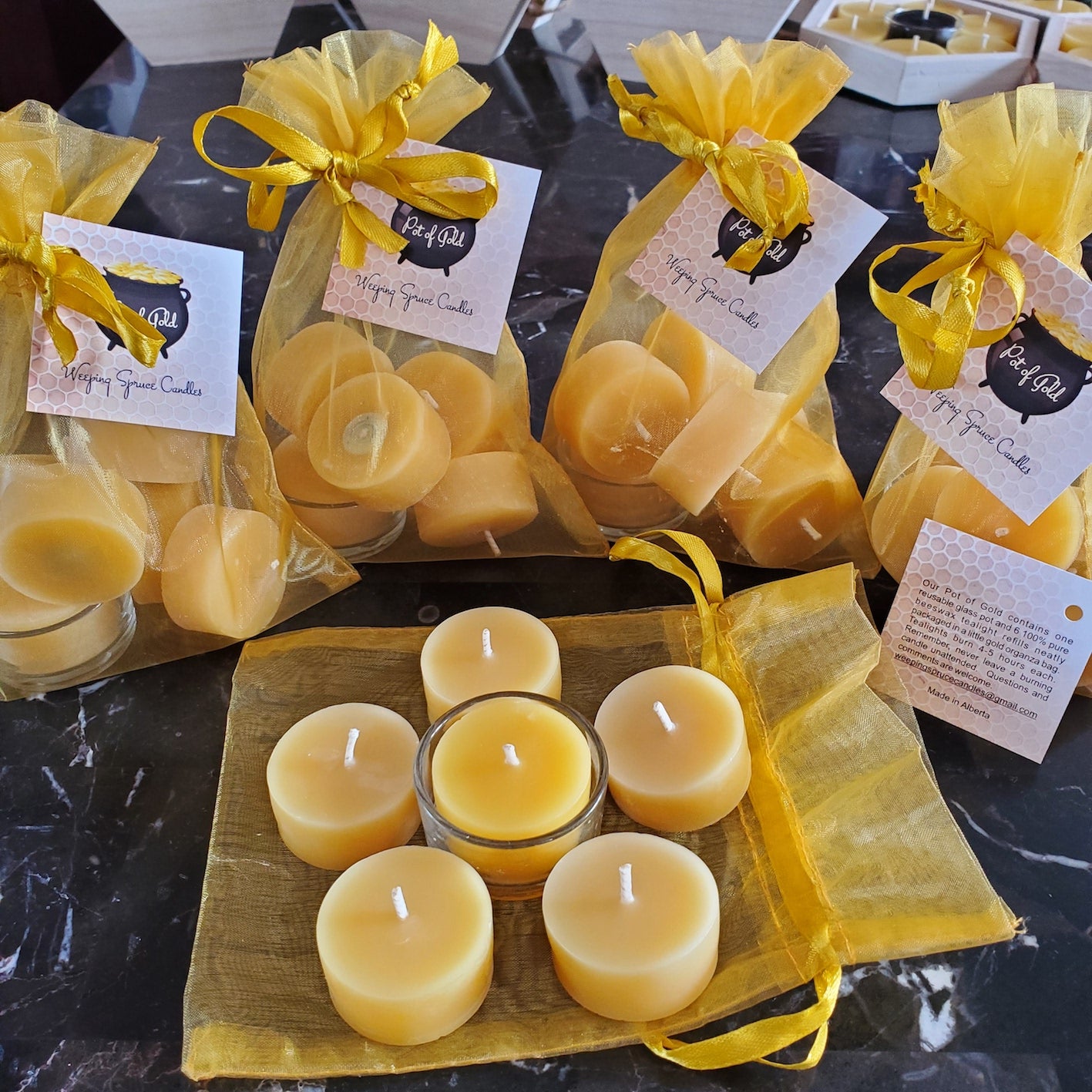 Pot of Gold — Beeswax Tealight Set (Glass Holder + 6 Refills)