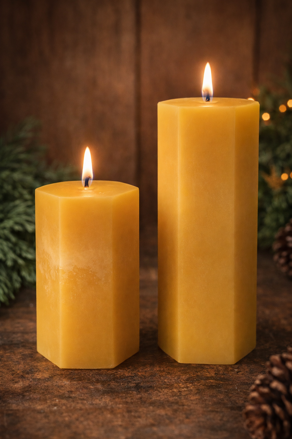 Hexagon Pillars — 100% Pure Beeswax