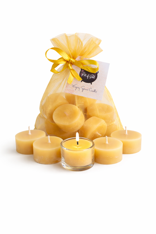 Pot of Gold — Beeswax Tealight Set (Glass Holder + 6 Refills)