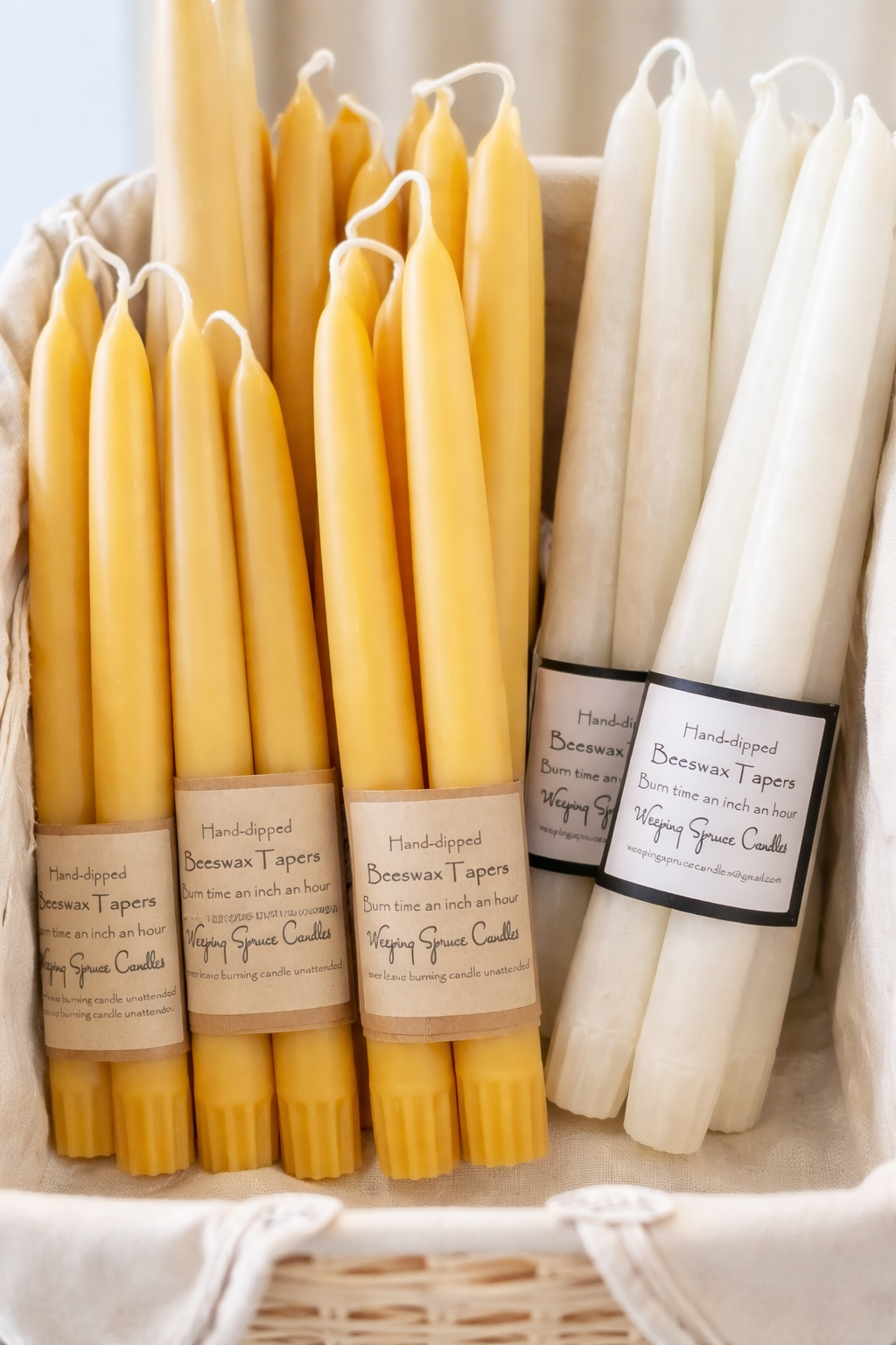 Hand-Dipped Beeswax Tapers (Set of 2) — 10" or 12"