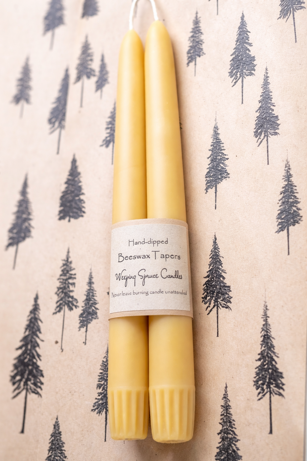 Hand-Dipped Beeswax Tapers (Set of 2) — 10" or 12"