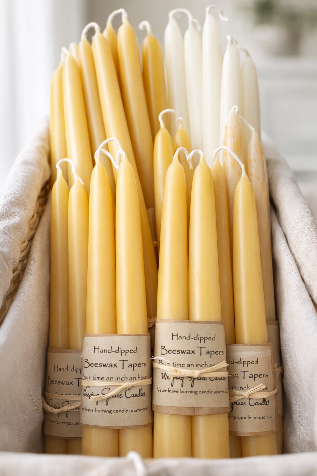 Hand-Dipped Beeswax Tapers (Set of 2) — 10" or 12"
